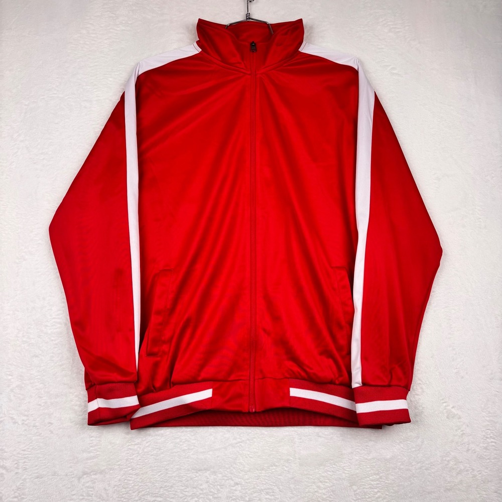 Original Deluxe Mens XL Track Jacket Red White Stripe Full Zip Athletic Coat